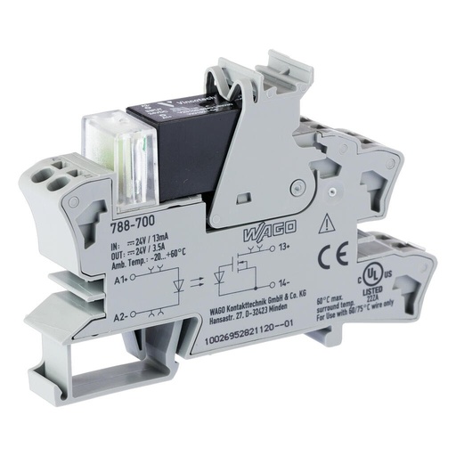 [WAG100634] ZOCALO RELE DE SOLIDO (SSR); ENTRADA 24V DC; SALIDA 0 V ... 24 V DC/3,5 A (WAG100634 / 788-700) (ZOCALO RELE DE SOLIDO (SSR); ENTRADA 24V DC; SALIDA 0 V ... 24 V DC/3,5 A (WAG100634 / 788-700))