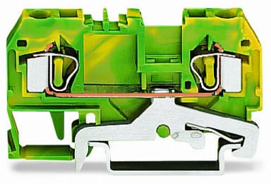 [WAG100713] BORNA DE TIERRA 2 CONDUCTORES AWG 28-12 800V COLOR VERDE AMARILLO PARA RIEL DIN 4MM2 (WAG100713 / 281-907)